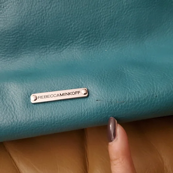 Rebecca Minkoff Teal leather Satchel good used condition crossbody strap - Picture 7 of 7